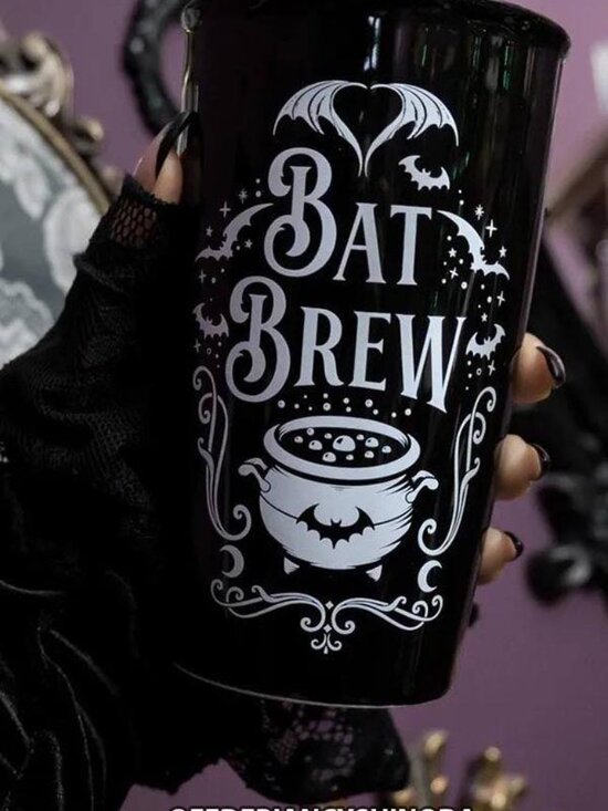 Alchemy Gothic Other - Alchemy Gothic ✦ Bat Brew Travel Mug ✦ Ceramic Double-Wall Tumbler Black NWT